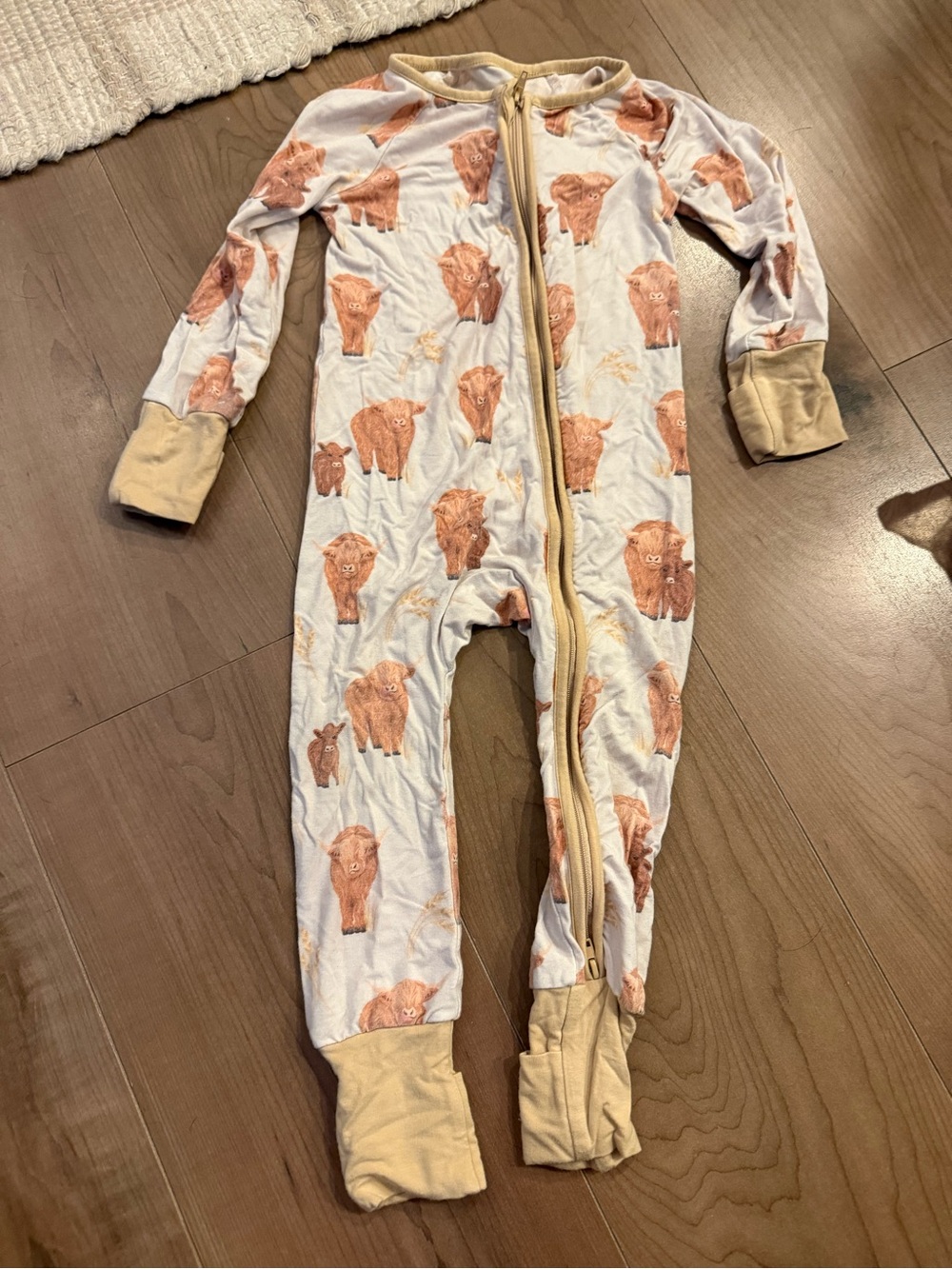 Baby Bamboo One-Piece Pajama - highland Cow Print
